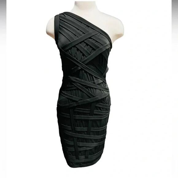 Tadashi Shoji  Black One Shoulder Midi Lenght Dress Size - Picture 12 of 13